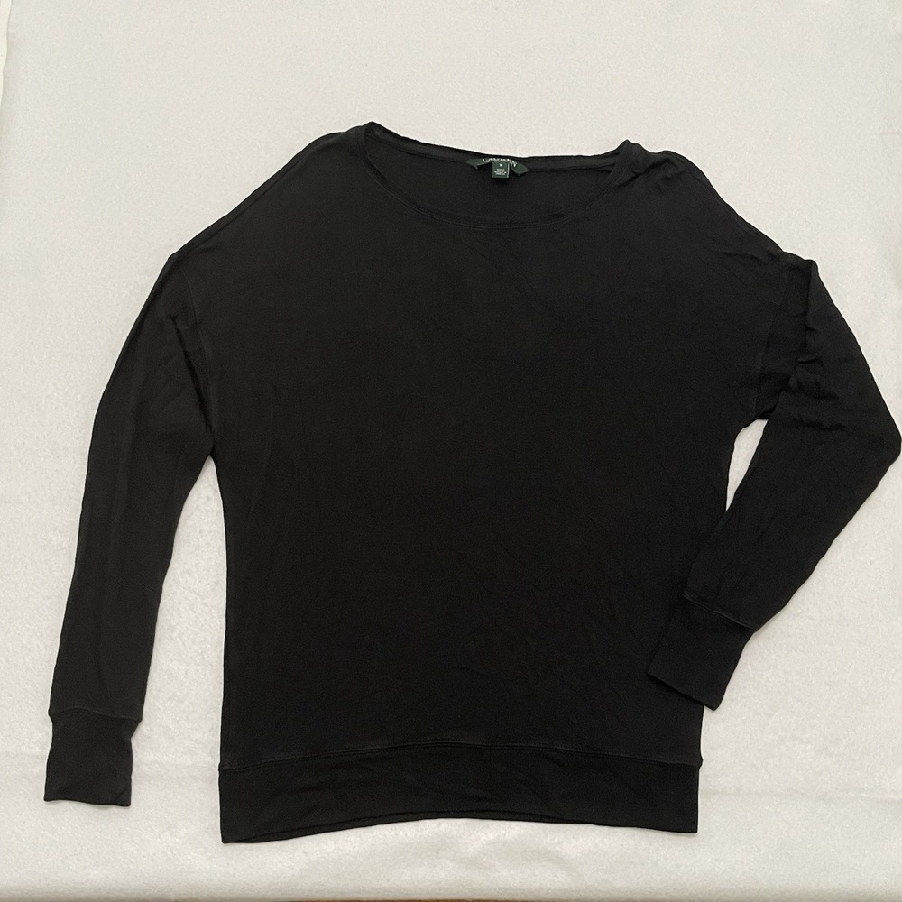 Lauren Ralph Lauren Black Modal Long Sleeve Pullover Sweatshirt Women's Small